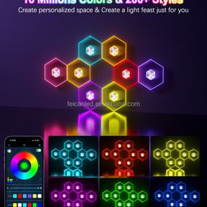 Lámpara Cuántica Hexagonal LED Inteligente Etop, Nueva, con Control Remoto BT, Lámpara de Pared para Sala de Juegos, Estudio de Danza, Reproductor de Música - Product Image 4