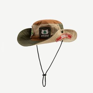 หมวกชาวประมงแบบแพทช์เวิร์คผ้าแคนวาสสำหรับทุกเพศ ระบายอากาศได้ดี เหมาะสำหรับกิจกรรมกลางแจ้งและเดินป่า - Product Image 2
