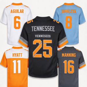 Camiseta de Fútbol Americano de los Tennessee Volunteers # 25 Tennessee # 6 Aguilar # 8 Iamaleava # 11 Hyatt # Colección Universitaria Cosida para Hombre Manning 16 - Product Image 1