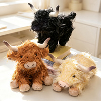 Peluche personnalisée Vache des Highlands à poils longs, fabrication OEM/ODM, du dessin au prototype, animal en peluche doux, poupée bovinoïde marron à poils longs