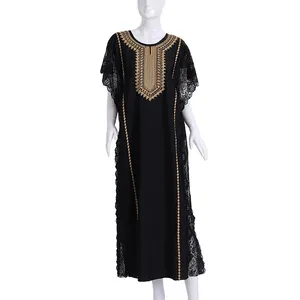 Islamic Girls Clothing Dubai Abaya Women Dress Sleeveless Openwork Edge Robe Embroidered Chiffon Traditional Muslim Clothing