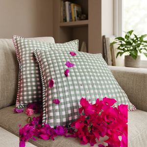 Housse de coussin en coton peigné patchwork 100 g/m² avec surpiqûres Kantha, taie d'oreiller matelassée multicolore décorative pour la décoration intérieure - Product Image 6