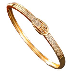 Gold And Silver <b>Copper</b> Alloy <b>Bracelet</b> Micro Insert Zircon Inlay Unisex Gift Jewelry - Product Image 5