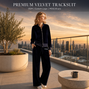 Ensemble de survêtement en velours pour <span class=keywords><strong>femme</strong></span>, haute qualité, deux pièces, veste et pantalon en velours de luxe, jogging à rayures latérales, vêtements de détente - Product Image 2