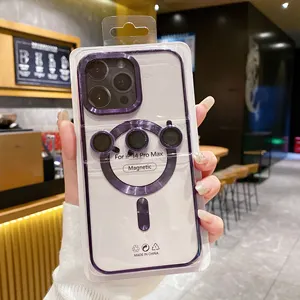 New Arrival mạ điện từ trường hợp điện thoại sang trọng với ống kính phim cho iPhone 16 15 14 13 12 phí không dây điện thoại di động Bìa