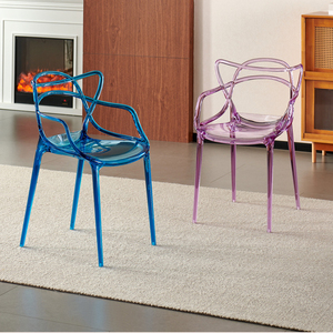 Chaise de salle à manger transparente en plastique pour usage domestique, banc avec dossier en cristal, chaise tendance Instagram, chaise en acrylique - Product Image 3