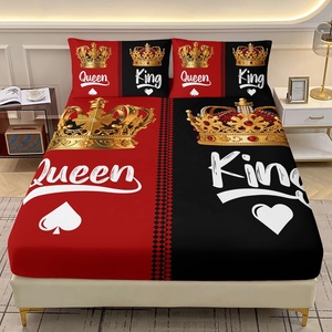 Juego de Ropa de Cama de Tela Suave de Lujo, Diseño de Corona para Parejas, Queen y King, Juego de Ropa de Cama con Estampado Digital 3D - Product Image 1