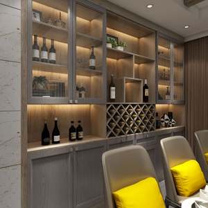 Meuble à vin personnalisé en bois massif moderne pour salon, buffet, grande capacité de rangement, design gain de place pour la maison - Product Image 1