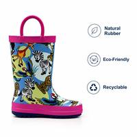 Bottes de pluie en caoutchouc pour enfants, imprimées de dessins animés d'animaux de la jungle, lavables, imperméables, antidérapantes, pour tout-petits, fournies par l'usine