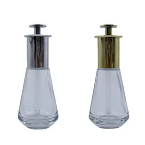 Hotsale New design 45ml Drop glass essential oil bottle with gold aluminium pressing head droppers