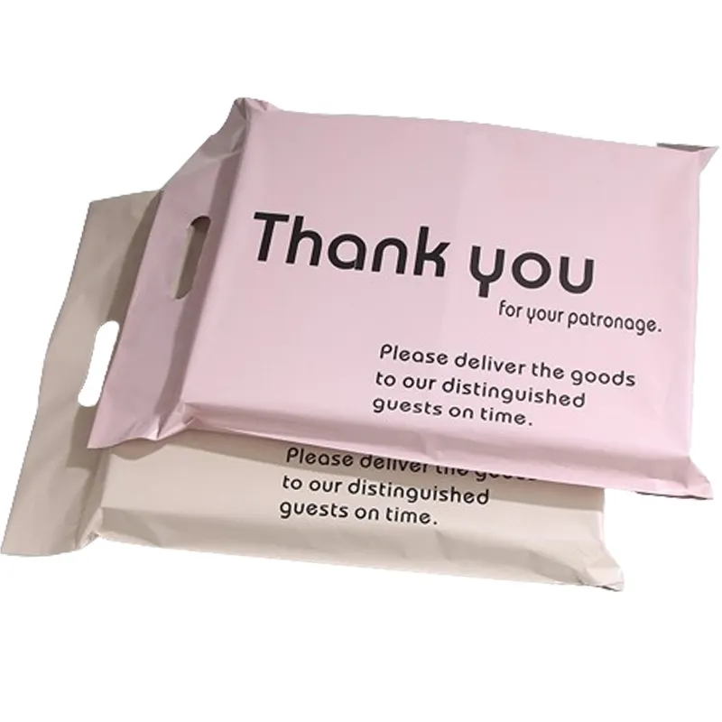 Logotipo personalizado graças, logotipo rosa, bolsa para correio, com alça, plástico, embalagem para roupas de polythene