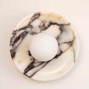 ラグジュアリーラウンド大理石の壁ランプ | ガラスグローブシェード付きモダンな装飾壁壁コンセ - Product Image 3