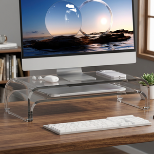 YG Acrylic Dual Monitor Stand Riser 2-Tier Modular <b>Laptop</b> Stand Wall Mount Pillow Form Factor <b>Desk</b> Multifunctional Desktop - Product Image 3