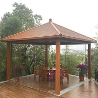 Structure de jardin hexagonale à quatre coins en alliage d'aluminium, écologique, thermolaquée, de style chinois, pour villa de loisirs extérieure