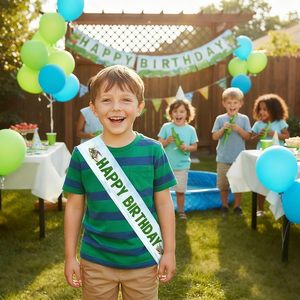 Écharpe d'<span class=keywords><strong>anniversaire</strong></span> Alligator pour garçons, décorations de fête <span class=keywords><strong>Crocodile</strong></span>, écharpe Joyeux <span class=keywords><strong>Anniversaire</strong></span> pour animaux de la jungle, reptiles, crocodiles, alligatrices - Product Image 5