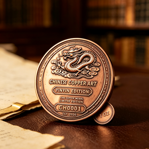 Barre de cuivre chinois pur à 99,9 %, 1 OZ, pièce de monnaie Dragon en relief, édition limitée, objet de collection pour collection et décoration - Product Image 1