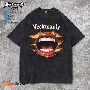 Camiseta Meckmanly para Hombre, Manga Corta, Cuello Redondo, Diseño con Foto Impresa, Gris, Algodón Jersey, Estilo Vintage Oversize - Product Image 4