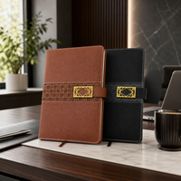 Carnet d'affaires en cuir PU avec logo personnalisé, fermeture magnétique, bande tissée texturée, boucle dorée creuse, journal, cadeau d'entreprise, agenda, planificateur