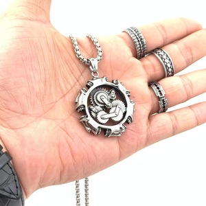 Stainless Steel Skull Mechanical Gear Pendant Men's Punk Retro <b>Necklace</b> 216085 - Product Image 3