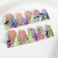 Nouveau 3D Canard Bouche Designer Press-On Ongles 10pcs À La Main Acrylique En Gros Faux Ongles pour l'Application Du Doigt