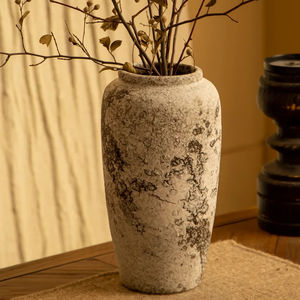 عتيق ريفي مصنوع يدويًا من الفخار والطين أصيص زهور بورسلين مزهرية سيراميك لديكور المنزل مع طلاء غير لامع لسطح الطاولة - Product Image 6