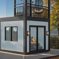 Maison conteneur préfabriquée à deux étages démontable, bâtiment préfabriqué à double couche, balcon, toit plat, maison modulaire portable, bureau moderne