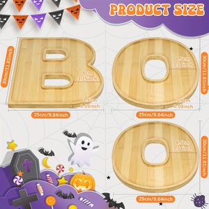 Bandeja de Bambú con Letras BOO, Decoración de Halloween, Plato de Madera para Dulces y Bocadillos, Juego de Vajilla para Fiestas, 30x25cm - Product Image 4