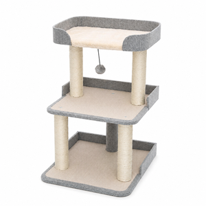 Small 3-Level Cat Tree with Cat Condo Sisal Scratching Board Plush Bed Cat Toy Indoor Pet Furniture