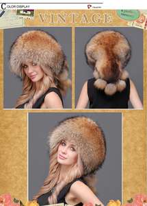 Sombrero de Coyote soviético de piel de <span class=keywords><strong>Ushanka</strong></span> ruso cálido de nieve de mapache Natural hecho a mano para mujer y Niña - Product Image 6