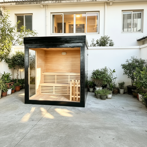 Sauna extérieur en bois de cèdre massif, design moderne, pour jardin - Product Image 1