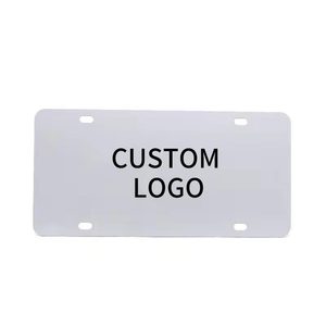 Placa de matrícula de sublimación en blanco con logotipo propio personalizado, placa de matrícula de coche de acero inoxidable