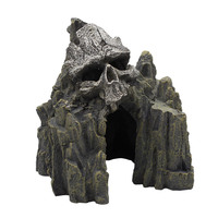 Décoration de petit aquarium en résine, paysage rocheux avec crâne de luxe, ornements, grotte cachée pour poissons, vue sur la montagne sous-marine créative