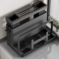 Support de Rangement Tout-en-un Multifonctionnel en Acier Inoxydable pour Couteaux de Cuisine, Planche à Découper et Baguettes