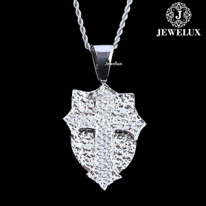 Colgantes de Cruz Hip Hop de Plata 925 Chapados en Oro con Incrustaciones de Diamantes de Imitación Jewelux de Calidad Premium, Certificados IGI, Unisex, Venta al por Mayor, Mejor Precio en India - Product Image 1