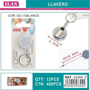 Portachiavi Ilan con cordino estensibile 90 cm max colore bianco per chiavi e borsa - Product Image 3