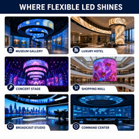 Écran LED incurvé à faible consommation d'énergie, mur vidéo P2 P2.5 flexible et souple, 7680Hz, fonctionnement continu en intérieur 24/7, 8K