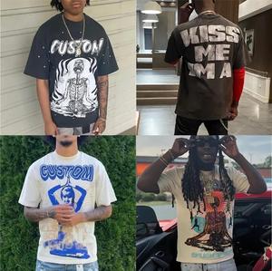 Individuell Gestaltbares Streetwear Vintage DTG-Druck 280 g/m² Großhandel Baumwolle Herren Boxy Hochwertiges Übergroßes Schweres Grafik-T-<span class=keywords><strong>Shirt</strong></span> - Product Image 3