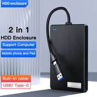Custodia di tipo C e USB HDD con cavo integrato custodia per 3.1 Hard Disk custodia esterna 2.5 Hdd Usb 3.0 2 in 1 in plastica SATA Stock