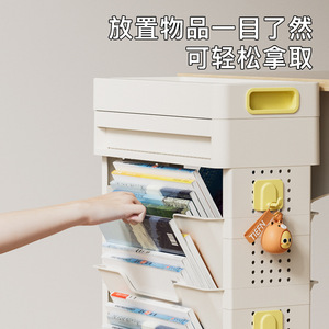 Selected Movable Bookshelf 5 Layers <b>Large</b> Capacity Foldable Standing Type Office Organizer Rectangle Shape - Product Image 5