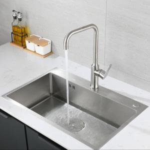 Duy Nhất Xử Lý 304 Thép Không Gỉ Chải Nickel Vòi Nước Nhà Bếp Cổ Điển Bồn Rửa Vòi Nước Với Gốm Van Lõi - Product Image 5
