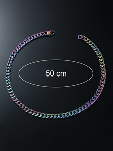 Collar con forma de corazón colorido de estilo exagerado, cadena cubana de aleación sencilla y moderna para hombre, joyería al por mayor - Product Image 5