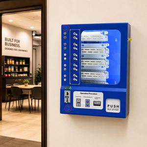 Máquina Expendedora de Pared Metálica Azul de Autoservicio 24 Horas, con SDK, Acepta Tarjetas de Crédito y Monedas, Interfaz en Inglés, 110-240V, para Parques y Cines - Product Image 4