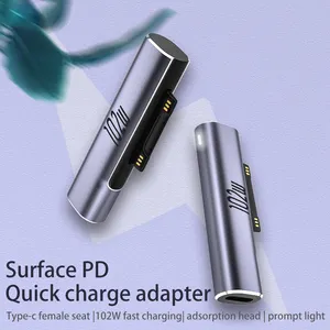 Adaptor Suface 102W, USB Tipe C PD 15V To Suface Mendukung Buku Pro7/6/5/4/3 Pro Go For Surface
