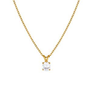 Collar Solitario de Zirconia de Alta Calidad Chapado en Oro de Acero Inoxidable 316L <span class=keywords><strong>Chris</strong></span> April - Product Image 1