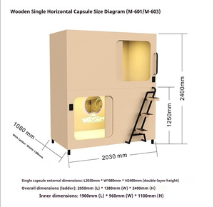 Cápsulas para Dormir con Cerradura Inteligente, Cama Cápsula de Madera Insonorizada para Hotel y Hostal, Cama Litera Cápsula de Madera y Acero - Product Image 6