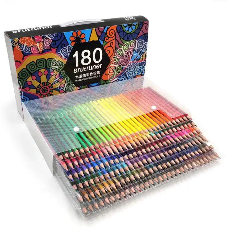 180-ชุดดินสอสีศิลปินสีสำหรับหนังสือระบายสีผู้ใหญ่แกนนุ่มดินสอวาดภาพศิลปะหมายเลขมืออาชีพสำหรับการร่างภาพ