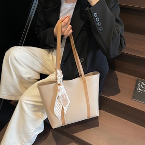 Bolso de Mano Impermeable de PU, Bolso Tote Simple de Color Liso para Mujer, Bolsos de Mano de Gran Capacidad - Product Image 2
