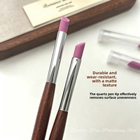 Lime à ongles en quartz à manche en bois, réutilisable, pour retirer les cuticules et polir, idéale pour les salons et la manucure DIY
