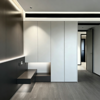 Armoire Modulaire Personnalisable pour Chambre et Salon avec Éclairage LED, en Panneaux de Mélaminé, Moderne, Écologique, Durable et Spacieuse