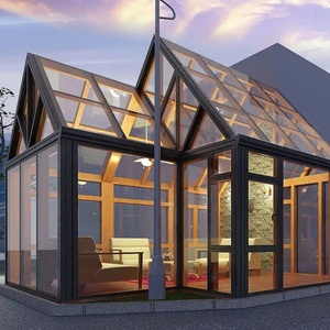 Modern Aluminum Glass 4 Season Sunroom Prefab Outdoor Villa Double Tempered Low-E Glass <strong>Roof</strong> Sliding <strong>Doors</strong> Heat Insulation - Product Image 2
